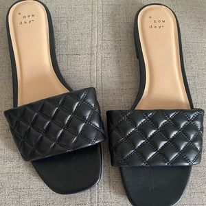 Black Quilted Slide Sandals Target A New Day Size 9.5